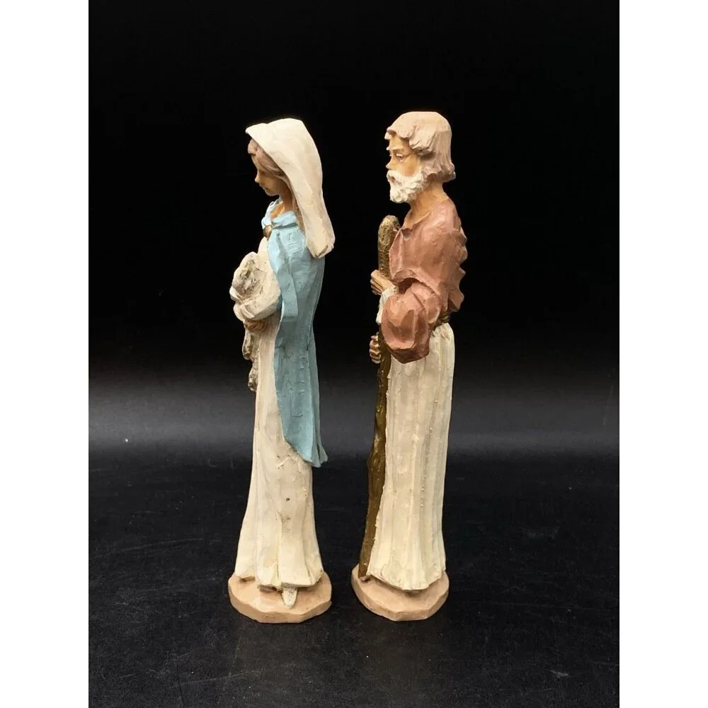 Holy Family Mary Madonna Holding Baby Jesus Joseph With Staff 6”